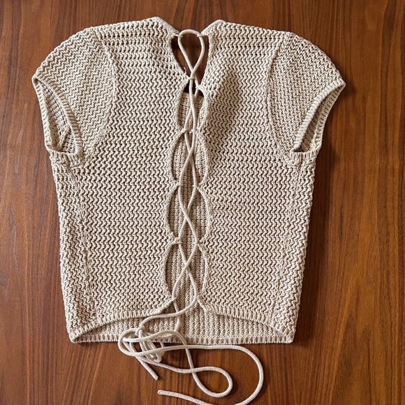 Reformation Beige Short Sleeve Knit Top - Picture 2 of 3